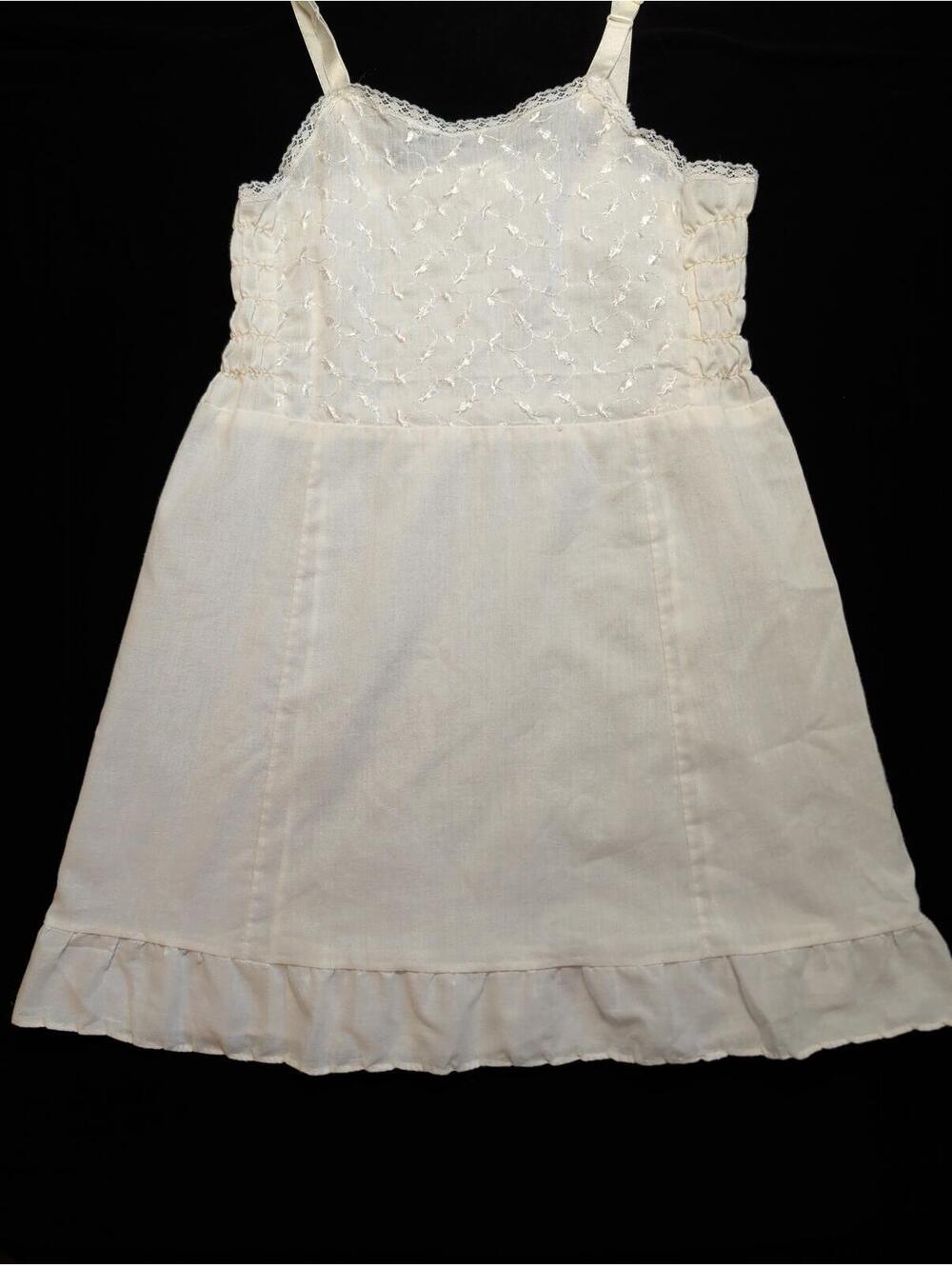 Vintage Stoneswear Girls White Full Slip/Dress Size 8 Lace Ruffle - Picture 1 of 4